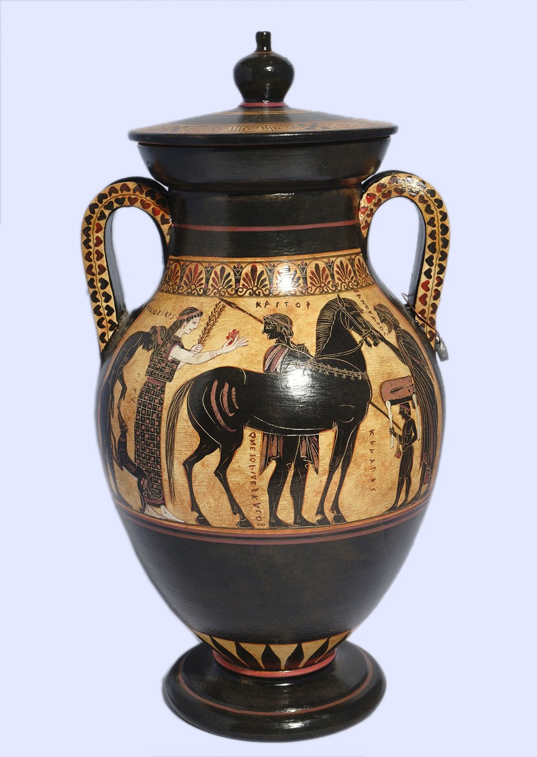 Archaic black-figure amphora with Achilles and Ajax playing a board game